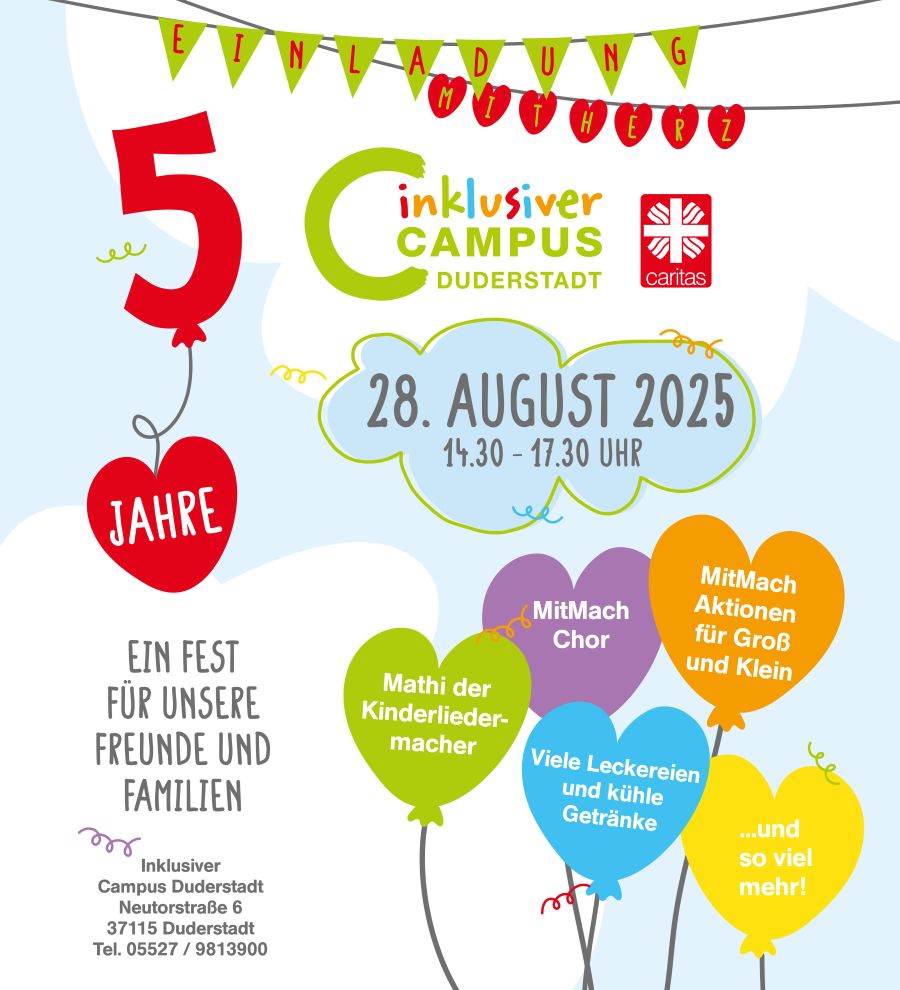 Plakat: 5 Jahre Campus, Familienfest am 28. August 2025
